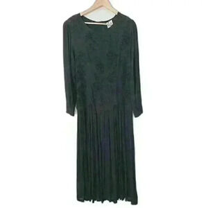 Vintage Y2k 90s Black Beaded Whimsigoth Midi Dress Goth Grunge Witchy SMALL
